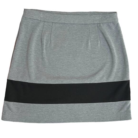 LOFT SIZE 8 Gray Jersey Knit Black Stripe Side Zip A-Line Short Skirt - Picture 7 of 9